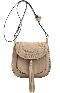 Замшевая сумка Hudson small с плетением и металлическим декором Chloé