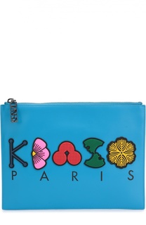 Кожаный клатч с принтом Kenzo
