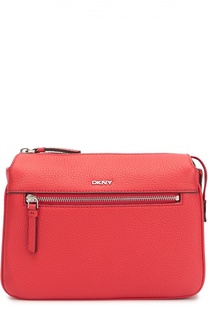 Кожаная сумка с логотипом бренда DKNY