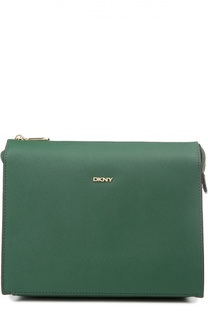 Кожаная сумка на молнии с внешним карманом DKNY