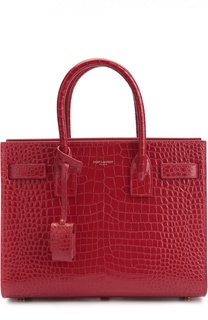 Сумка Sac De Jour Baby с тиснением под крокодила Saint Laurent