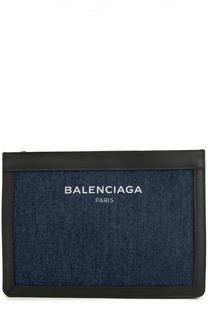 Клатч из денима с кожаной отделкой Balenciaga