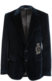 Бархатный пиджак с заостренными лацканами и нашивкой Dolce &amp; Gabbana