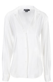 Шелковая блуза в пижамном стиле с V-образным вырезом DKNY