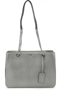 Кожаная сумка-шоппер Bryant Park из металлизированной кожи DKNY
