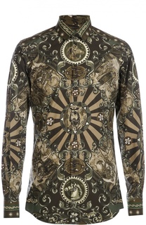 Хлопковая рубашка с принтом Carretto Siciliano Dolce &amp; Gabbana