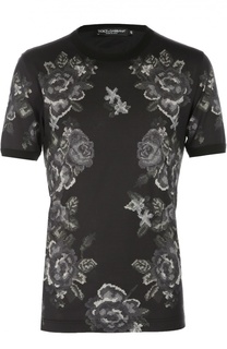 Хлопковая футболка с принтом в виде вышивки Dolce &amp; Gabbana