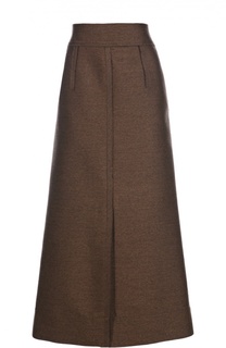 Шерстяная юбка-макси на молнии с высоким разрезом Lanvin