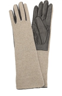 Кожаные перчатки с отделкой из вязаного полотна Sermoneta Gloves