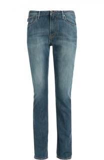 Зауженные джинсы с потертостями и контрастной отстрочкой Armani Jeans