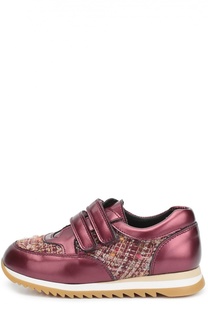 Кожаные кроссовки с текстильной вставкой Clarys