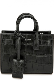 Сумка Sac De Jour Toy с тиснением под крокодила Saint Laurent