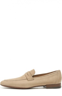 Замшевые лоферы на наборном каблуке Loro Piana