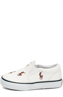 Слипоны из эко-кожи с вышивкой Polo Ralph Lauren