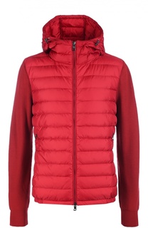 Стеганый пуховик с шерстяными рукавами Moncler