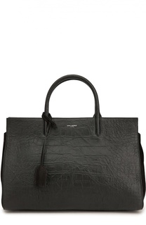 Сумка Cabas Rive Gauche Medium с тиснением под крокодила Saint Laurent