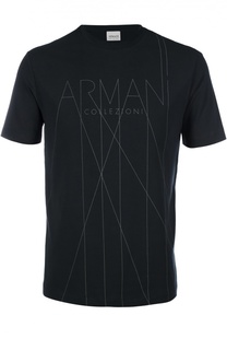 Футболка из эластичного хлопка с круглым вырезом Armani Collezioni