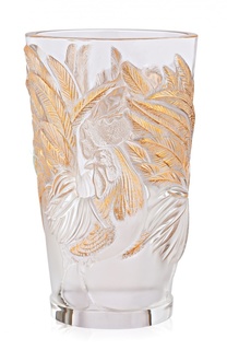 Ваза с петухами с позолотой Lalique