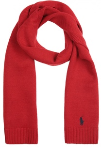 Вязаный шарф из шерсти с вышивкой Polo Ralph Lauren