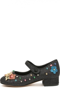 Туфли с глиттером и декором Dolce &amp; Gabbana
