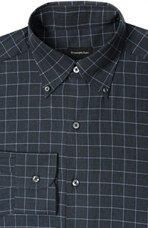 Рубашка из смеси хлопка и кашемира с воротником button down Ermenegildo Zegna