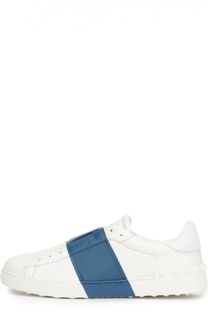 Кожаные кеды Rockstud с контрастной вставкой Valentino