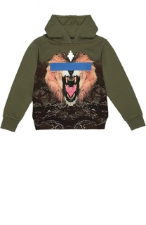 Хлопковый свитшот с капюшоном и принтом Marcelo Burlon Kids of Milan