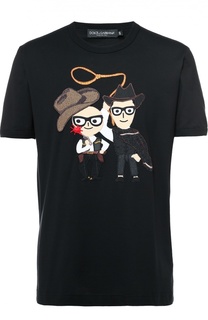 Хлопковая футболка с аппликацией DG Family Dolce &amp; Gabbana