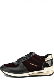 Кожаные кроссовки с текстильной вставкой Michael Michael Kors
