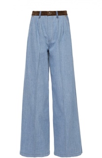 Широкие джинсы с защипами и контрастной отделкой Sonia Rykiel