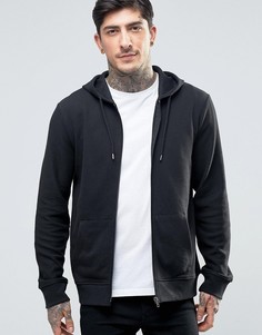 Худи на молнии с рукавами в рубчик Another Influence - Черный