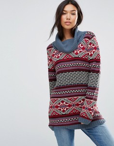 QED London Roll Neck Fairisle Jumper - Мульти