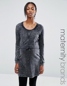 Mamalicious Nursing Acid Wash Sweat Top - Черный Mama.Licious