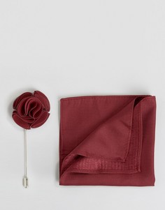 Шелковый платок и булавка для лацкана Feraud - Красный
