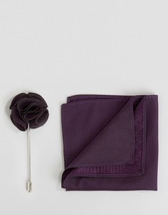 Шелковый платок и булавка для лацкана Feraud - Фиолетовый