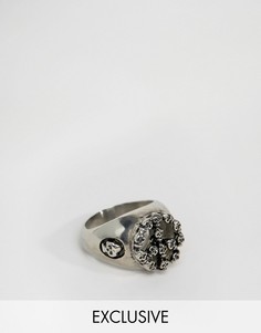Серебристое кольцо с отделкой из черепов Reclaimed Vintage - Серебряный