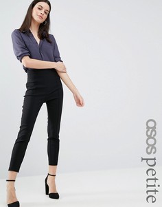 Укороченные брюки скинни с завышенной талией ASOS PETITE - Черный