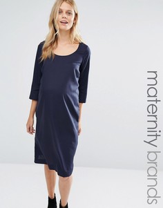 Тканое цельнокройное платье с завязкой Mamalicious - Темно-синий Mama.Licious