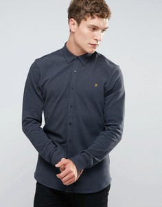 Farah Slim Pique Button Through Shirt in Grey - Серый