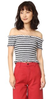 Stripe Smocked Crop Top Shakuhachi