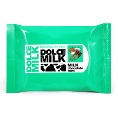 DOLCE MILK Влажные освежающие салфетки Молоко, шоколад и мята 10 шт.