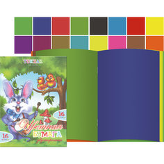 Двусторонняя цветная бумага А4, 16 цветов, 16 листов Tukzar