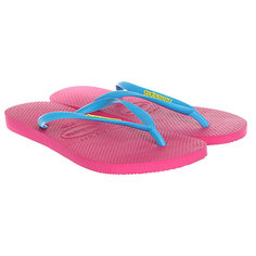 Вьетнамки женские Havaianas Slim Logo Pink/Light Blue