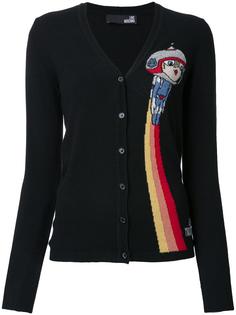 кардиган с V-образным вырезом и принтом астронавта  Love Moschino