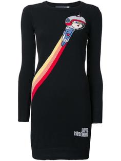 трикотажное платье с принтом  астронавта Love Moschino