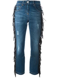 укороченные джинсы с бахромой Roberto Cavalli