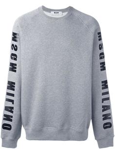 толстовка с принтом-логотипом на рукавах MSGM