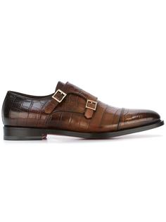 туфли монки с эффектом крокодиловой кожи Santoni