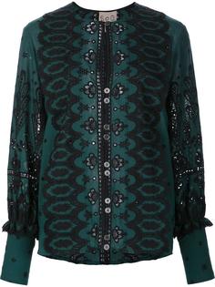 paisley print open lace blouse Sea