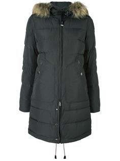 удлиненный пуховик с меховой оторочкой Parajumpers